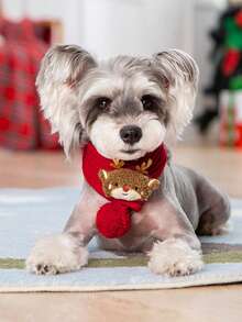 Multi-Color Christmas Pet Scarf, Holiday Christmas Pet Scarf, Knitted Pattern, Red And Green With Golden Accents, Adjustable Fit For Cats And Dogs - Holiday Accessory