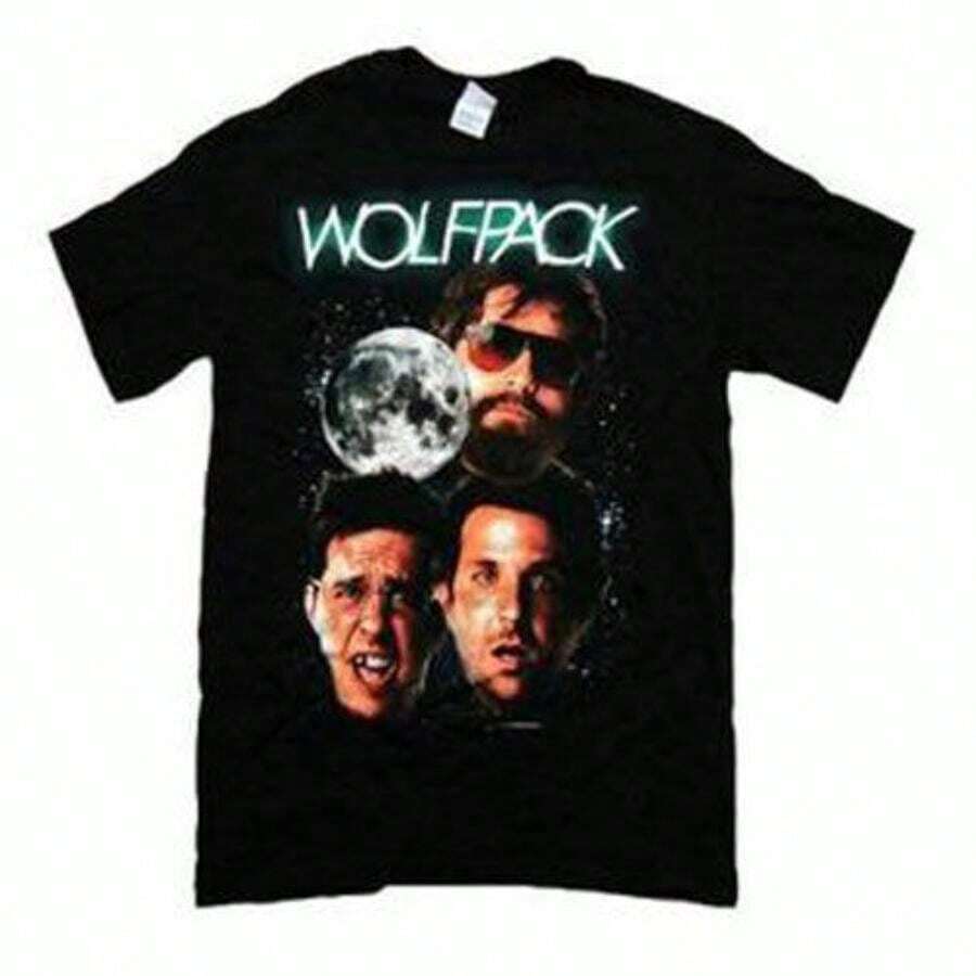 Adult Black Comedy Movie The Hangover Wolfpack Wolf Friends Group T-Shirt Tee - màu đen - Xem 1