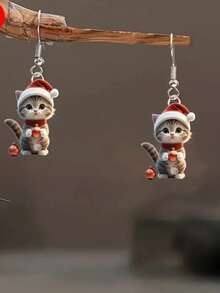 1 par de pendientes de árbol de Navidad elegantes y versátiles, árbol de Navidad francés envuelto con gotas de agua y pendientes con borlas