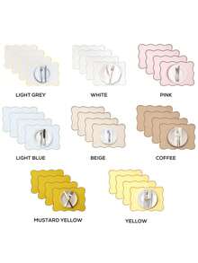 4pcs, Modern Solid Color Placemat Weaving Texture Composite Backing Scalloped Embroidery Edges Heat-Resistant Table Mat