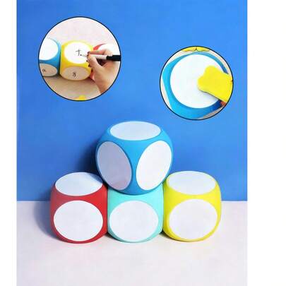 1 件巨型 EVA 干擦骰子，附赠免费记号笔，2.5 英寸可写留言板立方体，适用于教室、办公室和游戏，六面空白白板骰子 - 教师工具、学生选择器、会议中断器可重复使用的头脑风暴、D&D 道具、决策者和备忘板（颜色随机，订购前请检查尺寸！）