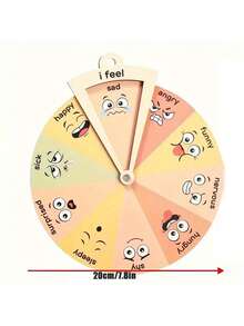 1 buc. Cadran din lemn pentru reglarea emoțiilor, stil rustic - Instrument de gestionare a stării de spirit cu fețe expresive și placă de afișare pe masă - Decorațiune fără electricitate pentru dormitor/spații familiale - Decor sezonier de sărbători (Halloween/Ziua Recunoștinței/Juneteenth), ajutor pentru conștientizarea bunăstării mintale, semn pentru biroul terapeutului, instrument de învățare a sentimentelor, piesă centrală pentru inițierea conversațiilor (fără suport)