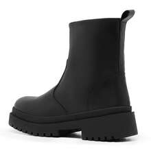 Women's Black Tractor-Shaped Zipper Ankle Boots Urban Style Casual Comfortable Platform - 黑色 - 查看 4