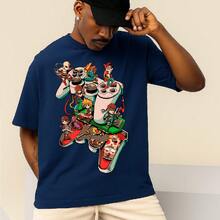 Control Play T-Shirt Controle Jogo Game Blouse Shirt Unisex 100% Cotton New Release Shipping Various Colors!! PLUS SIZE - Màu xanh hải quân - Xem 1