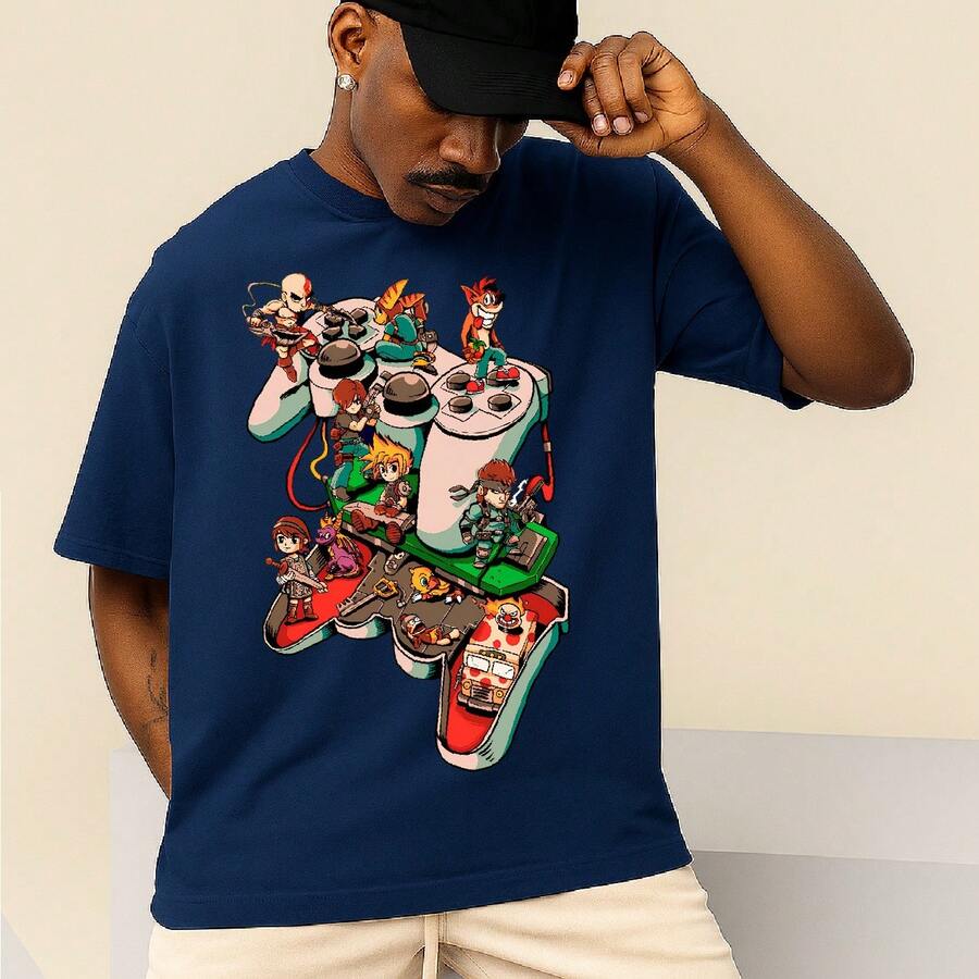 Control Play T-Shirt Controle Jogo Game Blouse Shirt Unisex 100% Cotton New Release Shipping Various Colors!! PLUS SIZE - Màu xanh hải quân - Xem 1