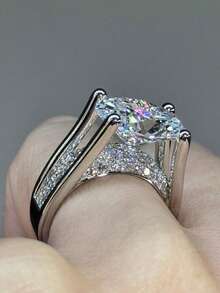 5 Carat Luxury Moissanite 925 Sterling Silver Ring, Full Moissanite Stone, Anniversary, Birthday, Wedding, Engagement Gift