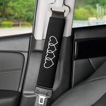 2pcs Car Seat Belt Covers, Embroidered Heart-Shaped Shoulder Guards, Soft Shoulder Pads, Easy To Clean, Perfect For Seat Belts, Travel Bags, Backpacks - Ideal Holiday Gifts And Car Accessories