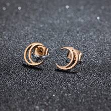 1 Pair Of Stainless Steel Delicate Moon Star Earrings For Women Asymmetrical Star Moon Bride Engagement Earrings For Wedding Gifts