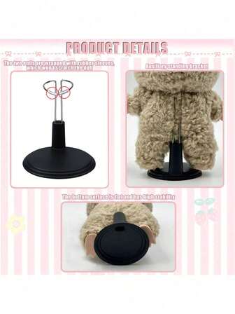 1 pièce/3 pièces Support réglable pour poupée convenant pour Labubu, support d'affichage de poupée convenant pour des poupées de 4 à 8 pouces (environ 10,2 à 20,3 cm), maintenant les poupées en position debout (noir, set de 3 pièces) (poupées non incluses)