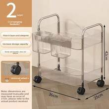 رف أكريليك للمطبخ والحمام 2 3 4 طوابق، بعجلات شفافة عملية متعددة الوظائف