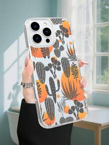 Diseño de cactus y plantas tropicales, funda Apple estilo minimalista y moderno compatible iPhone16 15 14 13 12 11 XS XR X PLUS PRO PROMAX agarre cómodo regalo ideal amigos novia novio familiares - transparente - Ver 7