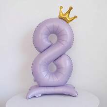 1 件紫色 42 英寸底座皇冠数字 0-9 周年生日阵亡将士纪念日节日庆祝婚礼派对装饰 - 紫色 - 查看 11