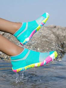 ZVB Couples Water Shoes Suitable For Barefoot Lovers, Soft-Soled Women's Beach Shoes For Swimming, Diving, Outdoor Quick-Drying Summer Sandals, Fishing Water Shoes, Non-Slip Breathable Wading Shoes - 青碧色 - 查看 11