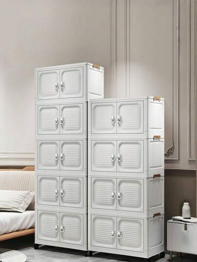 1-5层可堆叠塑料储物箱带盖带轮 - 壁橱整理器和储物箱，可折叠储物箱，适用于工艺品、家居、食品储藏室、办公室、宿舍的整理和储物箱