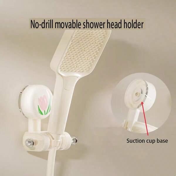 Household Bathroom Suction Cup Shower Holder No-Drill Fixed Base Adjustable Showerhead Wall Mount Base Rack