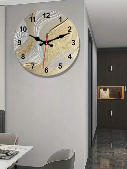 Abstract Goud Wand Klok Art, Geometric Tempered Wooden Office, Moderne Ho warming Unique Home view 2