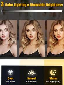 Miroir de maquillage LED avec capacité de batterie de 300 mAh, 3 couleurs d'éclairage, luminosité réglable, contrôle tactile, haute définition intelligent, rotatif, support portable, miroir compact pliable, miroir de maquillage LED portable rechargeable. Convient pour le dortoir, le bureau, la chambre et plus encore. Design à la mode avec plateau de rangement. Cadeau idéal pour Noël ou la Saint-Valentin pour les femmes. - Multicolore - Voir 3