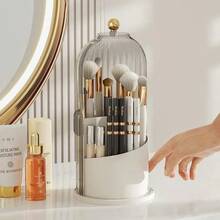 360 Rotating Makeup Brush Holder Desktop Makeup Organizer Cosmetic Storage Box - Multicolor - View 3