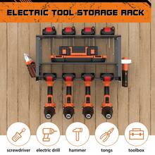 HSHa Power Tool Storage, Heavy Duty Wall Mount Metal Tools Shelf Organizer Rack For Garage Storage 4 Drill Tools, Toolbox, Screwdrivers, Pliers, Drills Holder - Black - View 7