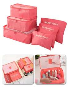 6件套高品质便携式旅行行李收纳袋,包括行李箱收纳袋、衣物收纳袋、可折叠收纳包、鞋袋、内衣袋、旅行必备品、旅行背包、旅行包、行李箱、旅行装备、返校及搬家收纳袋、化妆包等。 - 彩色 - 查看 8