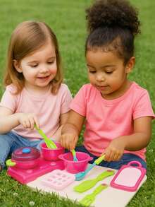 Kit 10 Peças Cozinha Para Brincar Menina Divertido Mini Fogão Panela Tábua Cozinha Candy Brinquedo - Conjunto Cozinha 10 Peças - Visão 6