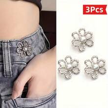 1/2/3/5 件裤腰收紧器，可调节腰带扣套装，用于牛仔裤的额外纽扣，使裤子、牛仔裤、袖子更紧的纽扣调节器（银色）可调节金属纽扣针，适用于牛仔裤和服装，时尚女孩配饰 - 彩色 - 查看 22