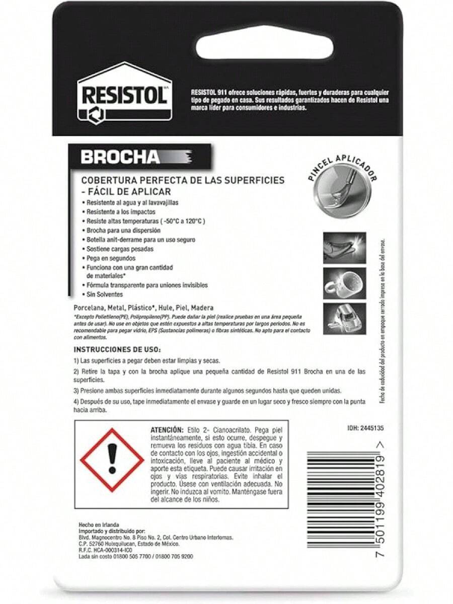 Borcha 911 Pegamento Instantáneo Fuerte Adhesión Reparación Materiales 1x5gr - Brocha - Ver 1
