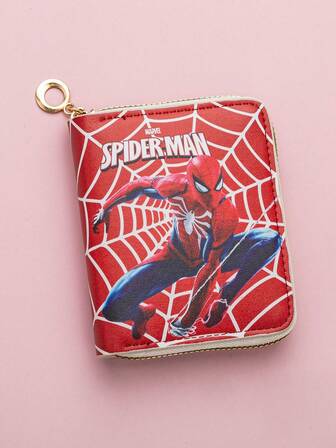 Marvel 蜘蛛侠钱包短拉链动漫卡通钱包零钱包卡包时尚酷炫图案最佳礼物