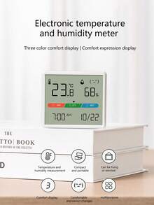 家用温湿度计彩色大显示屏，清晰显示温度、湿度和日历信息，精准监测室内环境变化，电子显示方便查看，营造舒适的生活空间