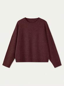 FOR BEAUTY Maglioni da donna autunno inverno bordeaux girocollo oversize in maglia pullover stile preppy stratificato casual chic estetica old money streetwear - Rosso precoce - Visualizzare 6