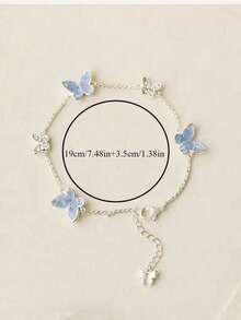 精致的蓝色蝴蝶手链 - 独特、高端的女士珠宝，散发出精致的魅力 - 藍色水晶大小蝴蝶手鍊 - 查看 3