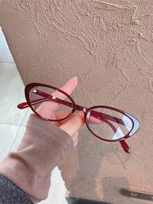 1 buc ochelari de vedere fără prescripție medicală pentru femei, model Y2K retro, roșii, cu lentile decorative la modă, ramă îngustă, ramă și lentile din PC (policarbonat), potriviți pentru ținute zilnice, lucru pe calculator, decorațiuni pentru petreceri