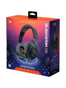 JBL Quantum 100 有线包耳式游戏耳机 记忆海绵 舒适可拆卸麦克风 适用于 PC Mac 笔记本电脑平板电脑 PS4 PS5 Switch 3.5 毫米音频插孔 - 黑色 - 查看 6