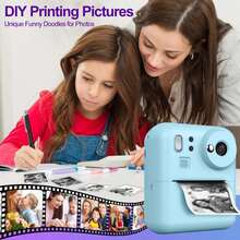 儿童即时打印相机，可拍摄/录制视频并即时打印照片 - 多功能照片视频打印机，3卷打印纸，4800万像素双镜头相机，儿童生日礼物套装，儿童照片打印，儿童视频录制，趣味玩具，儿童电子产品，高质量打印输出，世界杯，情人节，新年，开斋节，生日，派对礼物（1300mAh可充电电池） - 彩色 - 查看 5