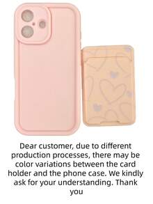 (Card Holder Phone Case) 2-Piece Set: White Heart Design Phone Case + Adhesive Card Holder Compatible With Apple 13 Series, 11/11 Pro Max, 12/12 Pro/12 Pro Max, 14/14 Pro/14 Pro Max, 15/15 Pro/15 Pro Max, 16/16 Pro/16 Pro Max Waterproof Shockproof Anti-Fall Scratch Resistant,International Version, Not The Domestic Version - Multicolor - View 7