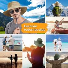 AI-PIKA Sombreros del Sol para Hombre,Sombreros para Hombre con Protección UV UPF 50+,ala Ancha,Impermeables,Transpirables para Ciclismo,Acampar,Pescar,Caminar - Verde - Ver 7