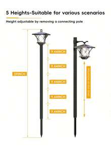 59 英寸太阳能灯柱灯户外 150 厘米太阳能复古路灯适用于花园、草坪、小路、车道、前门/后门（44 厘米/150 厘米）