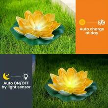 1/2/4PCS 太阳能 LED 莲花灯，带灯浮动莲花灯，IP44 泳池装饰仿真 LED 莲花灯 3 种颜色，装饰桌面、庭院、花园、婚礼、池塘、景观装饰浮动花灯。 - 彩色 - 查看 7