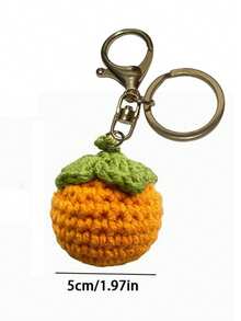 1 件手工钩织柿子贴花 - 橙色纱线果实，带绿色叶子，适用于 DIY 手工艺品、钥匙扣、钩针用品、时尚配饰小水果吊坠、服装装饰、包包装饰、剪贴簿、珠宝制作、家居装饰项目、礼品工艺创意、手工必备品、小型纺织饰品，可选手工亮片细节（不含额外材料） - 彩色 - 查看 11