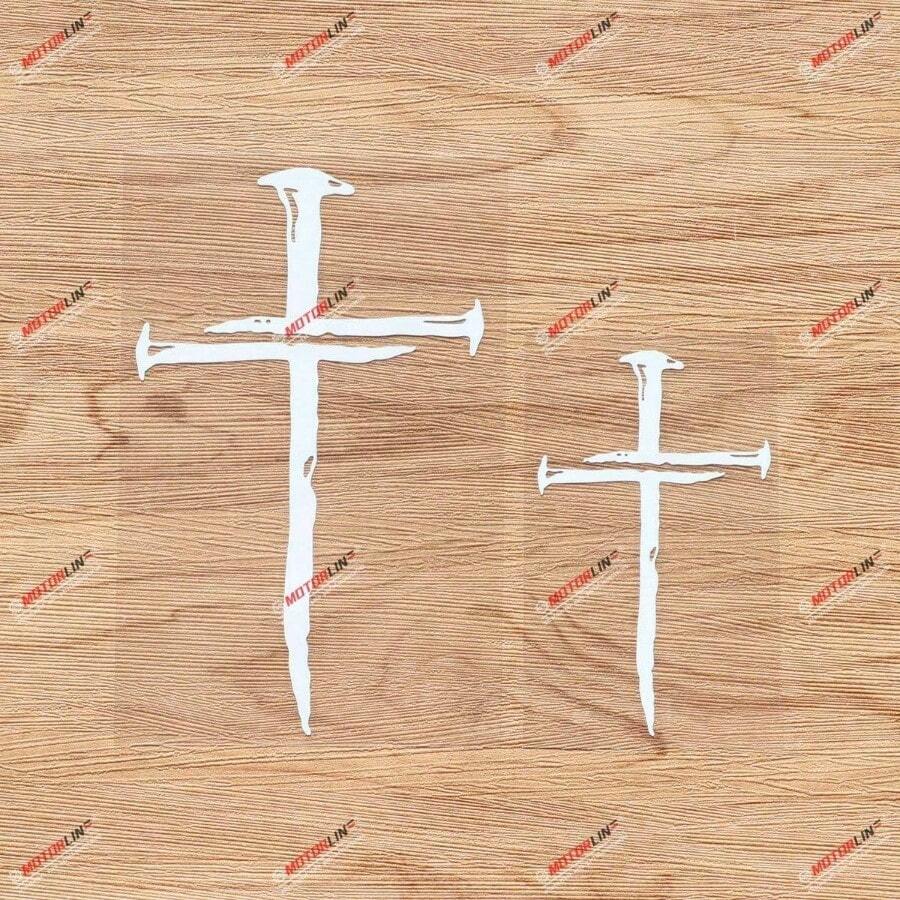 Calcomana de vinilo con diseo de Jess en cruz con smbolo cristiano Dios Cristo, 2 unidades, color blanco, 10, 16, sin fondo para coche, barco o porttil - Blanco - Ver 1