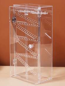 1pc Transparent Dust-Proof Necklace Storage Box, Large Capacity Jewelry Organizer Display Stand For Bracelets And Accessories