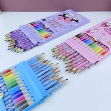 24 crayons de couleur professionnels en 12 couleurs de bandes dessinées, convenant pour la saison scolaire, les cadeaux d'étudiant, les cadeaux de Noël, les cadeaux d'Halloween, les cadeaux d'anniversaire (deux boîtes au hasard)