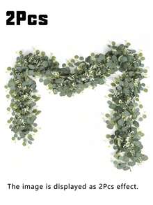 1 件 6 英尺桉树花环，人造装饰花环，适用于婚礼装饰、绿色花环、家庭聚会装饰、餐桌装饰、秋季家居装饰 - 白色 - 查看 14