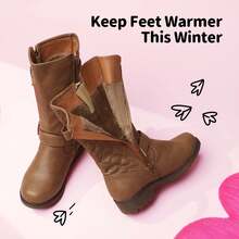 Girls' Knee-High Winter Motorcycle Boots | Faux Fur Lined | Cold Weather Riding - Bronze - View 6