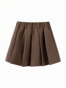 Balabala Girls' Autumn/Winter Pleated Mini Skirt, Versatile & Fashionable Teenage Outfit - Brown Tone - View 3