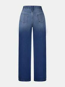 Calça jeans feminina plus size casual lavada com perna reta