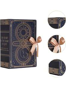 Set de 5 cajas de regalo con estilo de libro creativo, caja de regalo con forma de libro simple, ideal para regalos de boda/cumpleaños, almacenamiento de chocolates, galletas y dulces, tarjetas de boda y chucherías de fiesta, perfecto para decoración de fiestas de Navidad y Año Nuevo