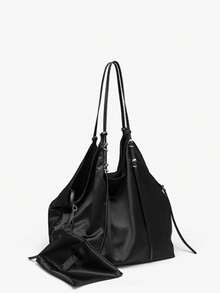 Bolso de mano versátil y de moda para otoño e invierno, bolsa de compras de unicolor, bolso de hombro para mujer de gran capacidad para ir al trabajo, decoración con hebilla, adecuado para ir al trabajo, la oficina, los negocios, la escuela, viajes cortos, compras, etc. (Sin bolsa de regalo)