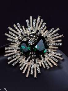 1 件装大号水晶复古吊坠胸针，适合女士或婚礼花束装饰珠宝配饰 - 銀色 - 查看 9