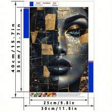 1 pieza Pintura de diamantes DIY, Arte femenino abstracto moderno en mosaico, Arte de diamantes, Decoración de pared surrealista sin marco, Adecuado para sala de estar y dormitorio, Regalo de vacaciones